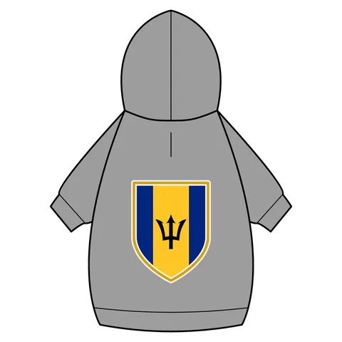 Barbados Blue Gold Trident Pet Hoodie — back_dtf view