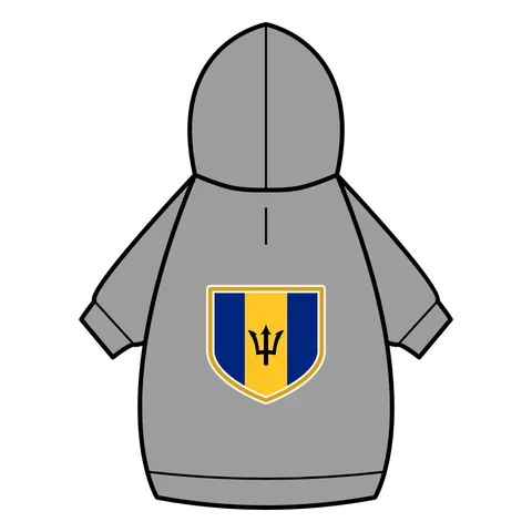 Barbados Blue Gold Trident Pet Hoodie — back_dtf view