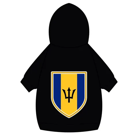 Barbados Blue Gold Trident Pet Hoodie — back_dtf view