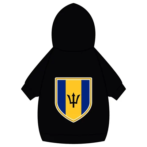 Barbados Blue Gold Trident Pet Hoodie — back_dtf view