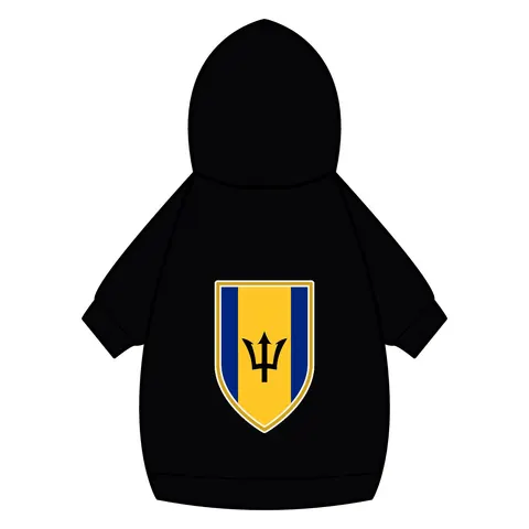 Barbados Blue Gold Trident Pet Hoodie — back_dtf view