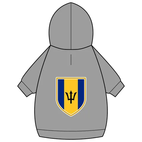 Barbados Blue Gold Trident Pet Hoodie — back_dtf view