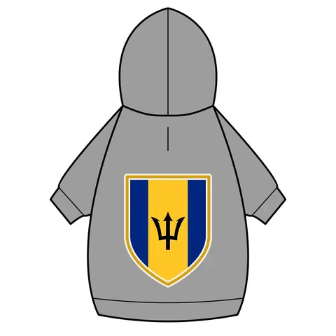 Barbados Blue Gold Trident Pet Hoodie — back_dtf view