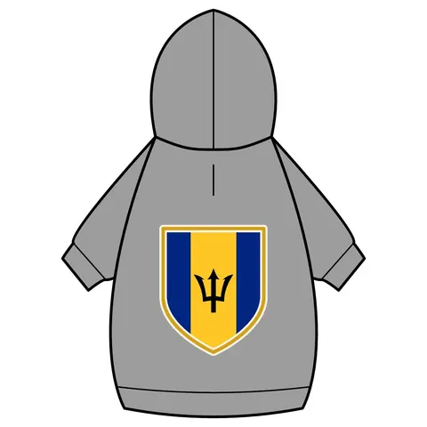 Barbados Blue Gold Trident Pet Hoodie — back_dtf view