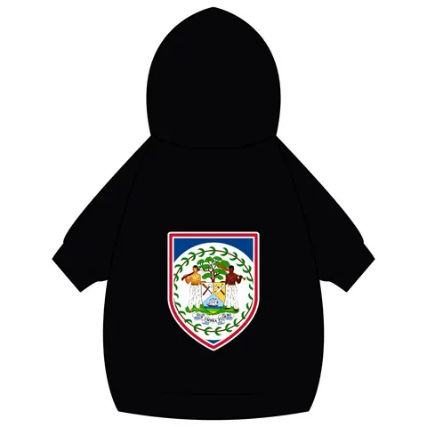 Belize Blue Red Emblem Pet Hoodie — back_dtf view