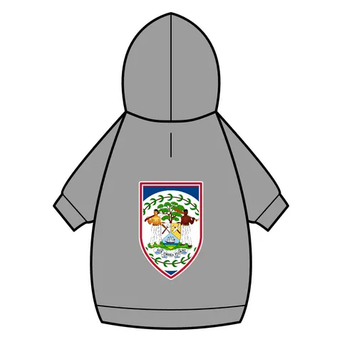 Belize Blue Red Emblem Pet Hoodie — back_dtf view