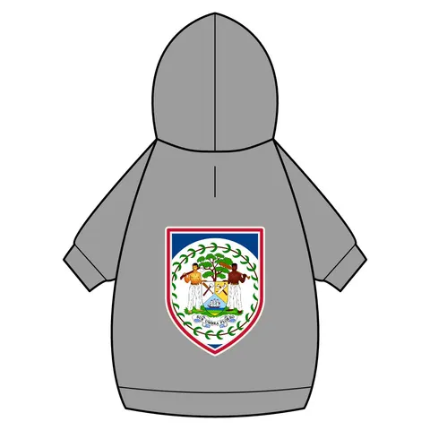 Belize Blue Red Emblem Pet Hoodie — back_dtf view