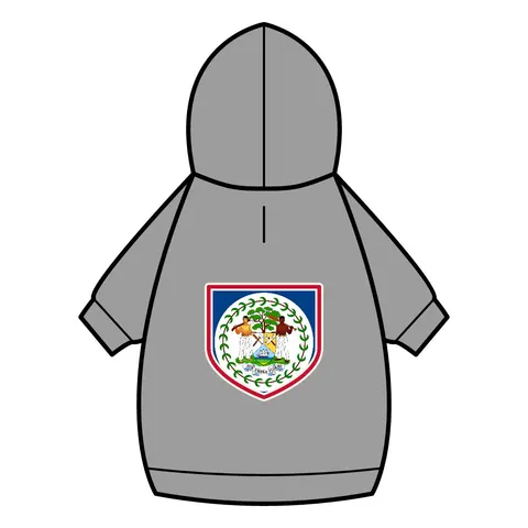 Belize Blue Red Emblem Pet Hoodie — back_dtf view