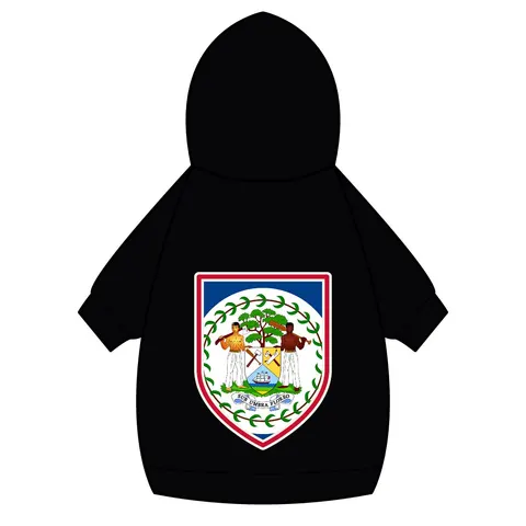 Belize Blue Red Emblem Pet Hoodie — back_dtf view