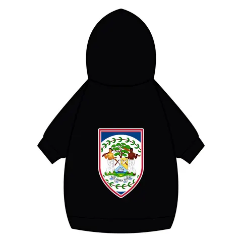 Belize Blue Red Emblem Pet Hoodie — back_dtf view
