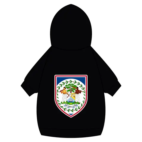 Belize Blue Red Emblem Pet Hoodie — back_dtf view