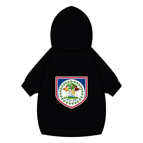 Belize Blue Red Emblem Pet Hoodie — back_dtf view