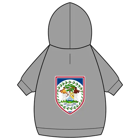 Belize Blue Red Emblem Pet Hoodie — back_dtf view