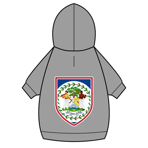 Belize Blue Red Emblem Pet Hoodie — back_dtf view