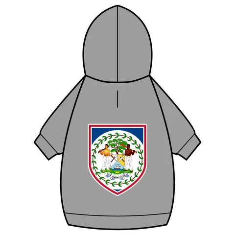 Belize Blue Red Emblem Pet Hoodie — back_dtf view