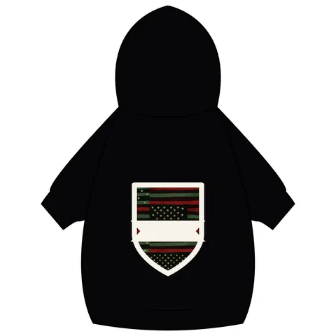 Black American Pan-African Stars & Stripes Pet Hoodie — back_dtf view