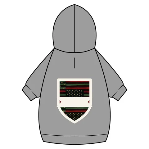 Black American Pan-African Stars & Stripes Pet Hoodie — back_dtf view