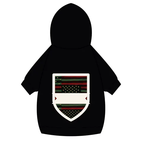 Black American Pan-African Stars & Stripes Pet Hoodie — back_dtf view