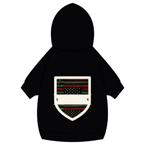 Black American Pan-African Stars & Stripes Pet Hoodie — back_dtf view