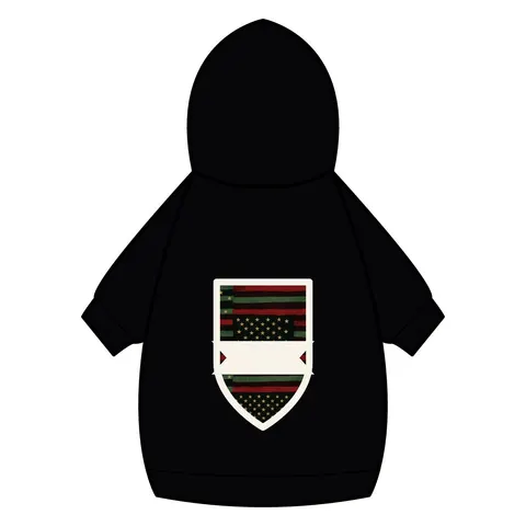 Black American Pan-African Stars & Stripes Pet Hoodie — back_dtf view