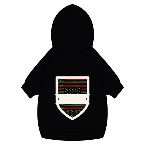 Black American Pan-African Stars & Stripes Pet Hoodie — back_dtf view