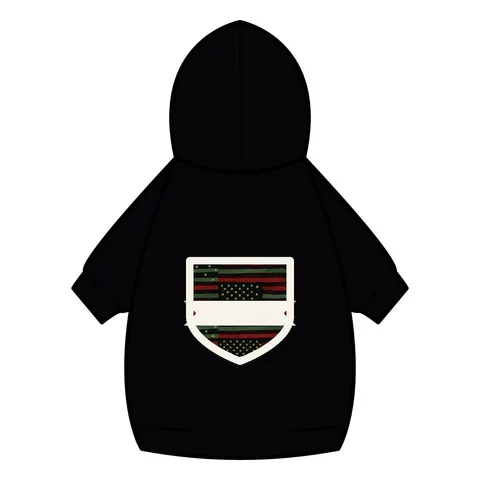 Black American Pan-African Stars & Stripes Pet Hoodie — back_dtf view