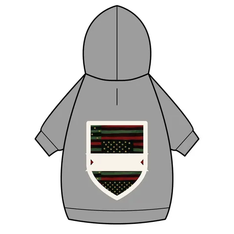 Black American Pan-African Stars & Stripes Pet Hoodie — back_dtf view
