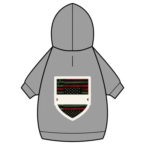 Black American Pan-African Stars & Stripes Pet Hoodie — back_dtf view