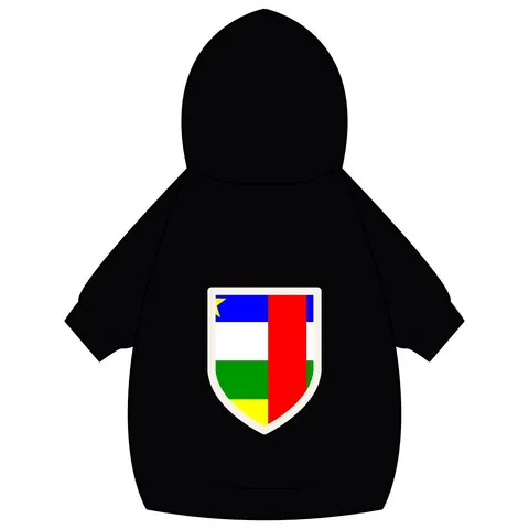 Central African Republic Stripes & Red Cross Pet Hoodie — back_dtf view