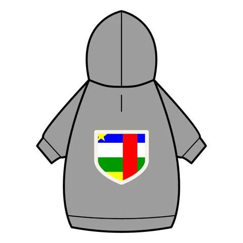 Central African Republic Stripes & Red Cross Pet Hoodie — back_dtf view