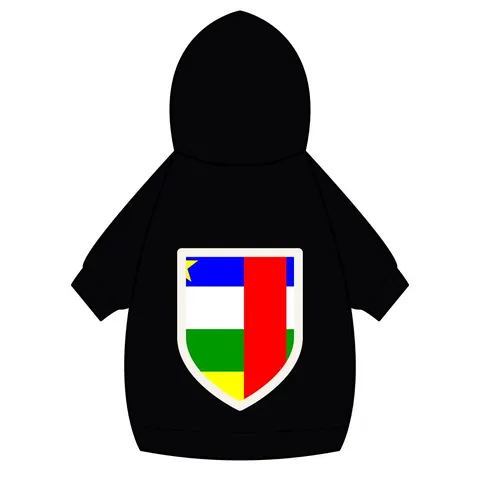 Central African Republic Stripes & Red Cross Pet Hoodie — back_dtf view
