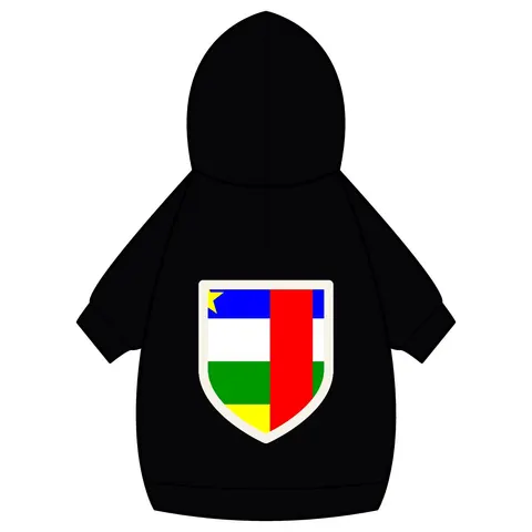 Central African Republic Stripes & Red Cross Pet Hoodie — back_dtf view