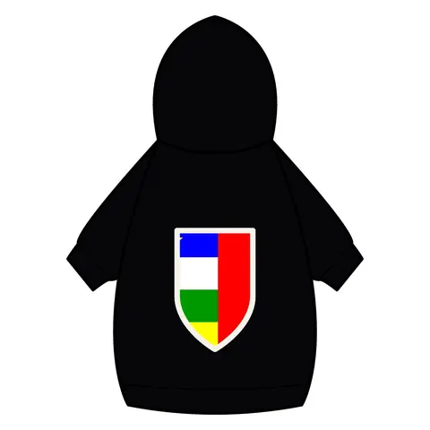 Central African Republic Stripes & Red Cross Pet Hoodie — back_dtf view