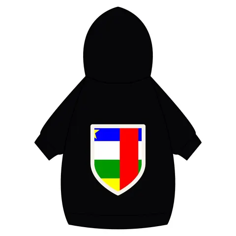 Central African Republic Stripes & Red Cross Pet Hoodie — back_dtf view