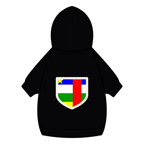 Central African Republic Stripes & Red Cross Pet Hoodie — back_dtf view