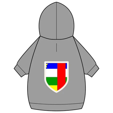 Central African Republic Stripes & Red Cross Pet Hoodie — back_dtf view