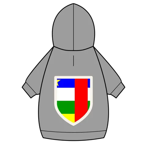Central African Republic Stripes & Red Cross Pet Hoodie — back_dtf view