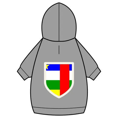 Central African Republic Stripes & Red Cross Pet Hoodie — back_dtf view