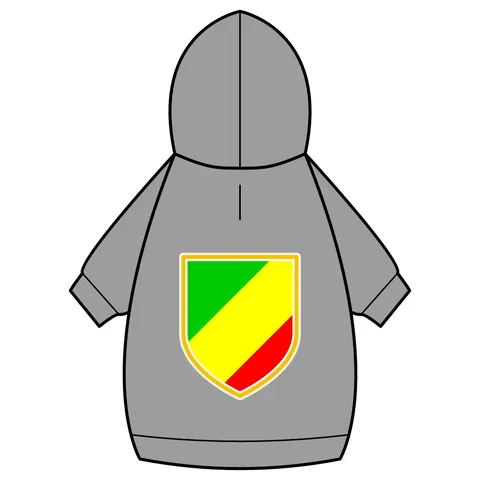 Republic of the Congo Diagonal Tricolor Pet Hoodie — back_dtf view