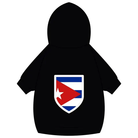 Cuba Blue Stripes & Red Triangle Pet Hoodie — back_dtf view