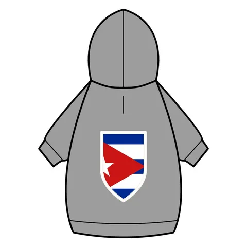 Cuba Blue Stripes & Red Triangle Pet Hoodie — back_dtf view