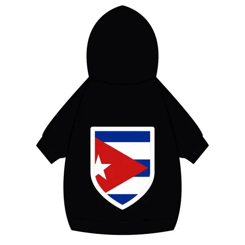Cuba Blue Stripes & Red Triangle Pet Hoodie — back_dtf view