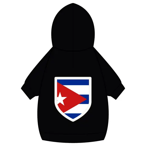 Cuba Blue Stripes & Red Triangle Pet Hoodie — back_dtf view