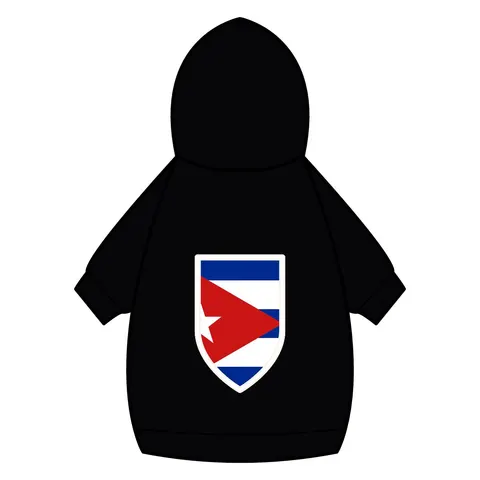 Cuba Blue Stripes & Red Triangle Pet Hoodie — back_dtf view