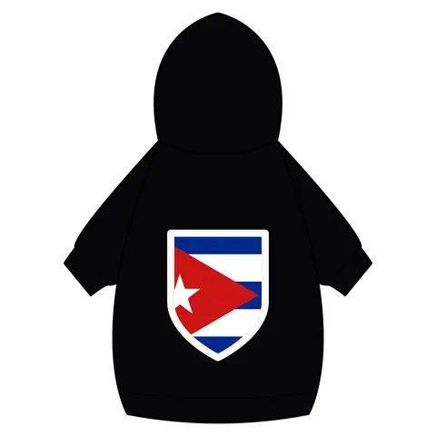 Cuba Blue Stripes & Red Triangle Pet Hoodie — back_dtf view