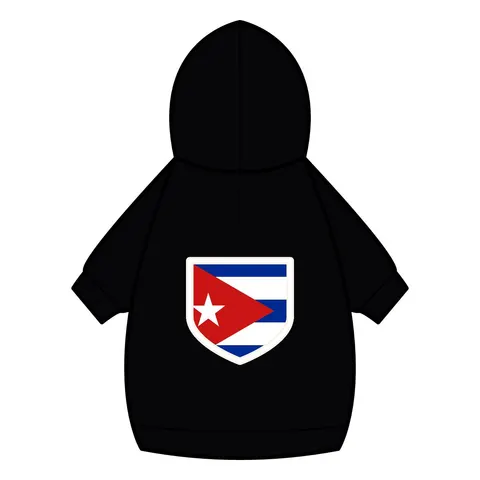 Cuba Blue Stripes & Red Triangle Pet Hoodie — back_dtf view