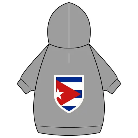 Cuba Blue Stripes & Red Triangle Pet Hoodie — back_dtf view