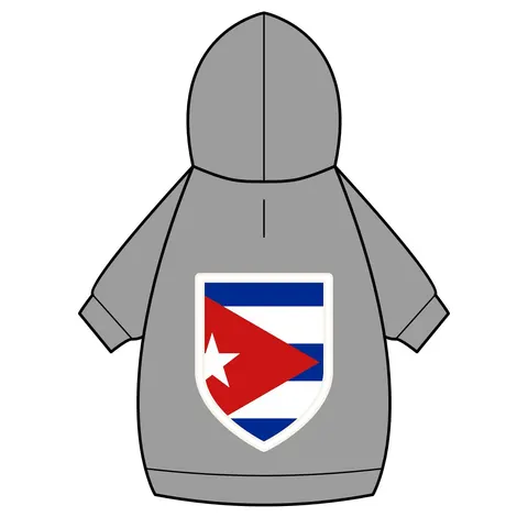 Cuba Blue Stripes & Red Triangle Pet Hoodie — back_dtf view
