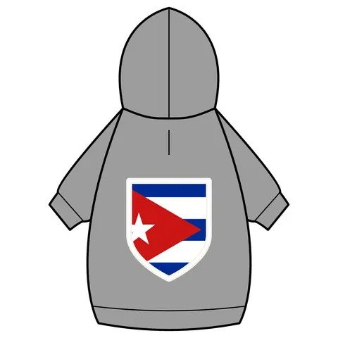 Cuba Blue Stripes & Red Triangle Pet Hoodie — back_dtf view