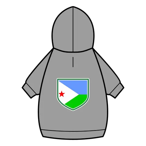 Djibouti Blue Green Triangle Pet Hoodie — back_dtf view